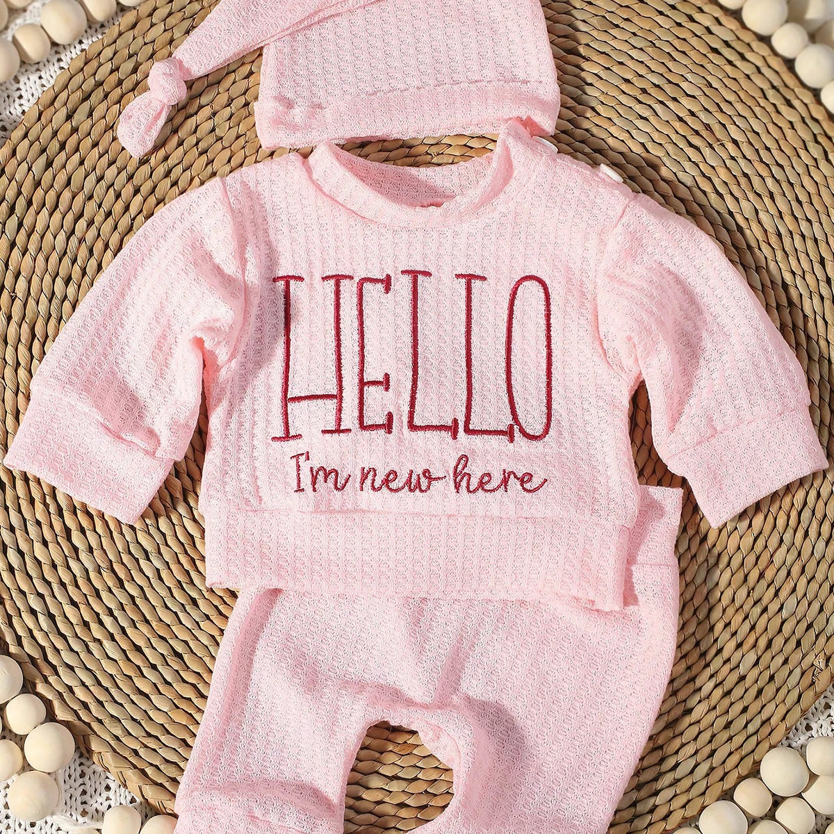 "Hello" Embroidery Newborn Set