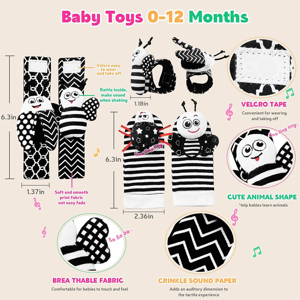 Baby Set Rattle Socks Wrist Strap