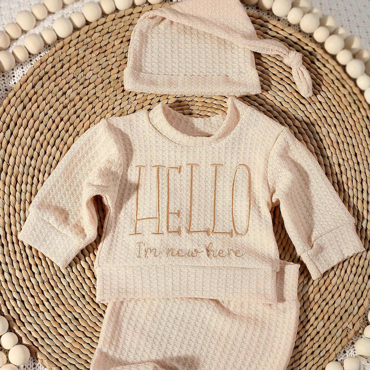 "Hello" Embroidery Newborn Set