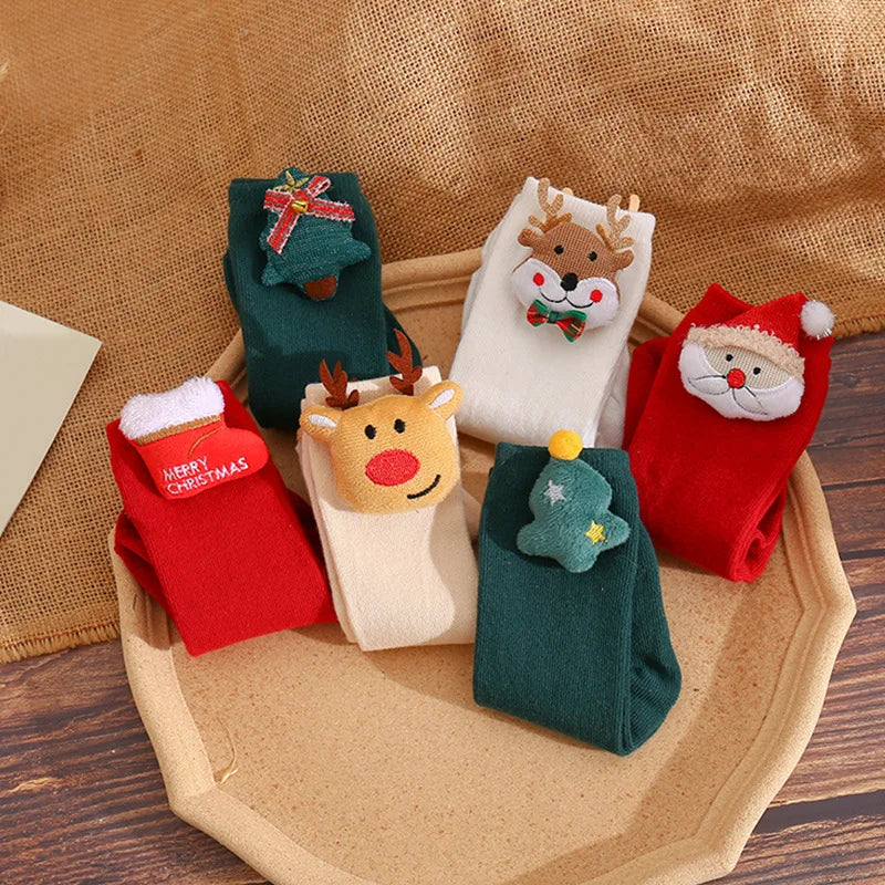 Christmas Big Bow Socks Kids Newborn
