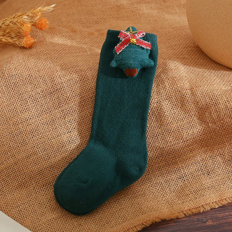 Christmas Big Bow Socks Kids Newborn