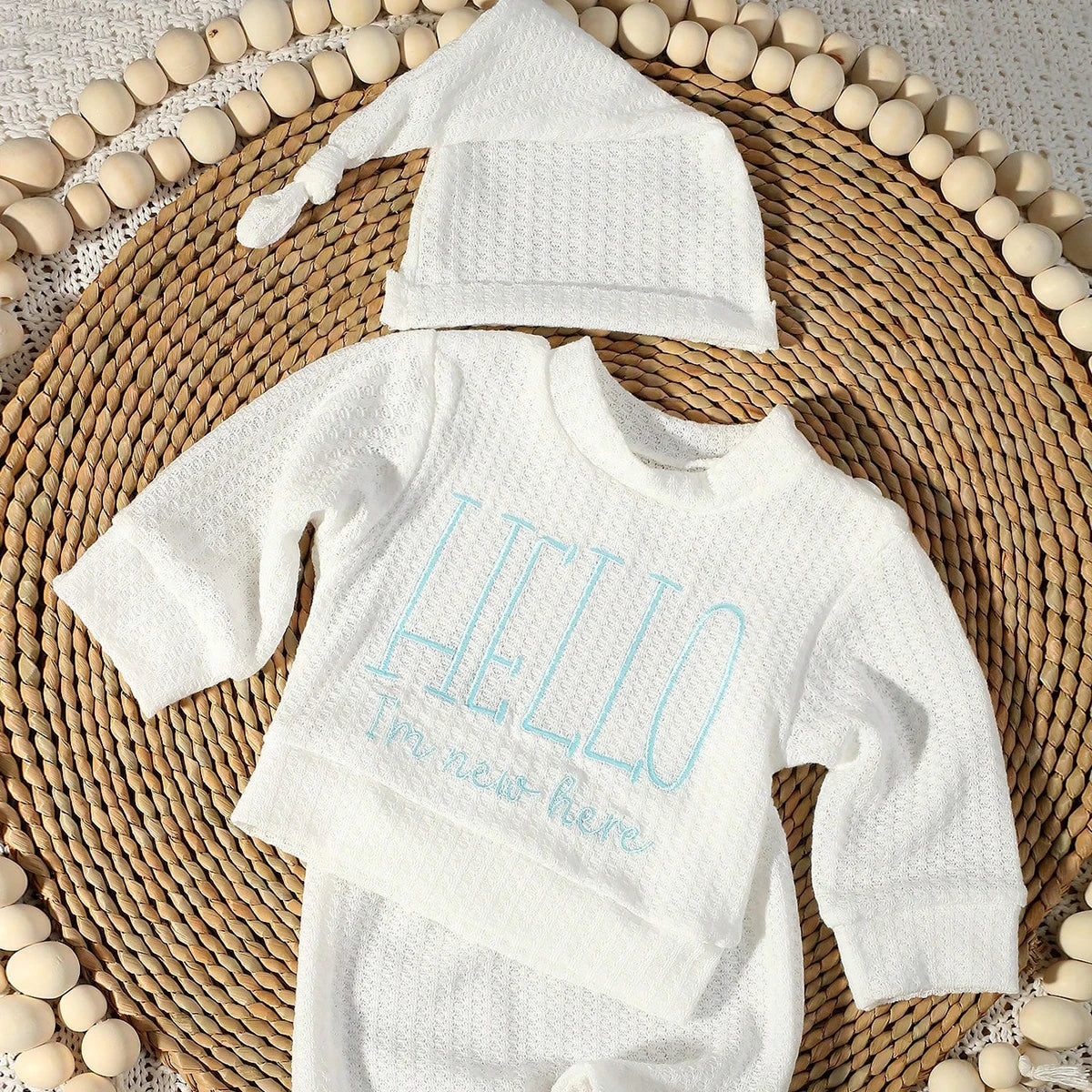 "Hello" Embroidery Newborn Set