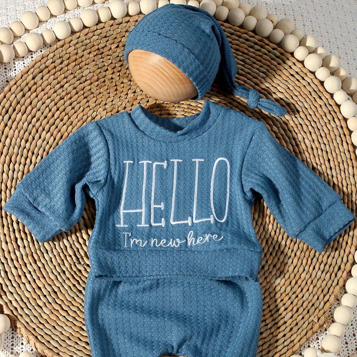 "Hello" Embroidery Newborn Set