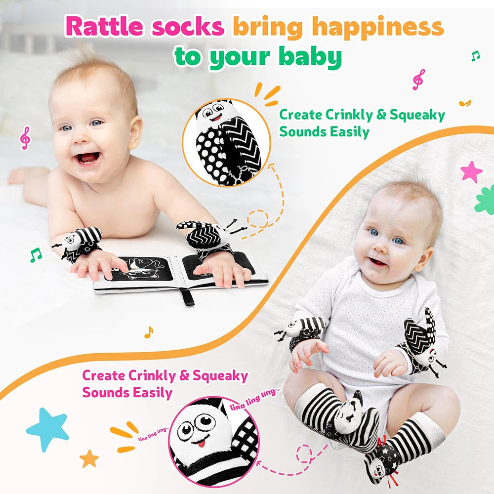 Baby Set Rattle Socks Wrist Strap