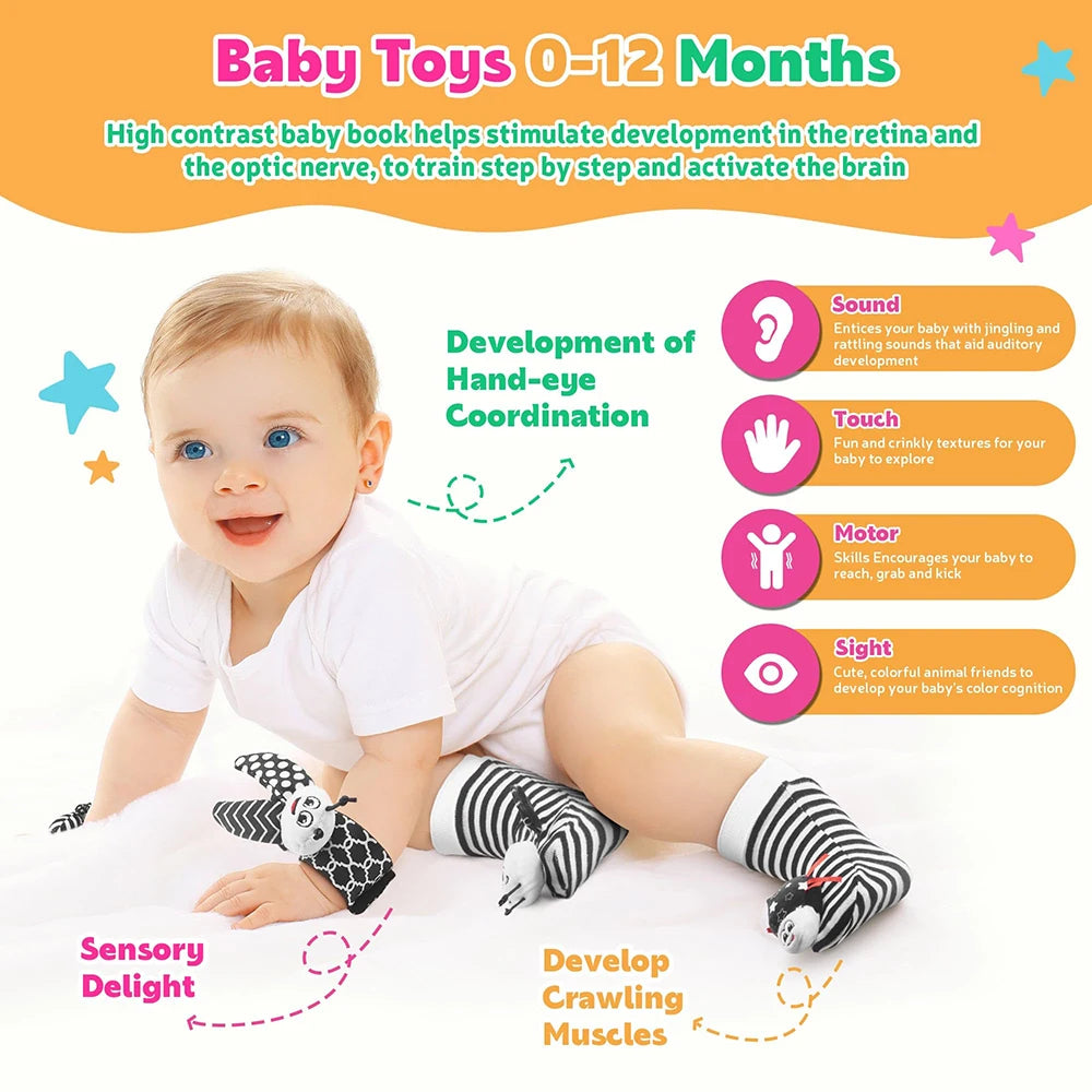 Baby Set Rattle Socks Wrist Strap
