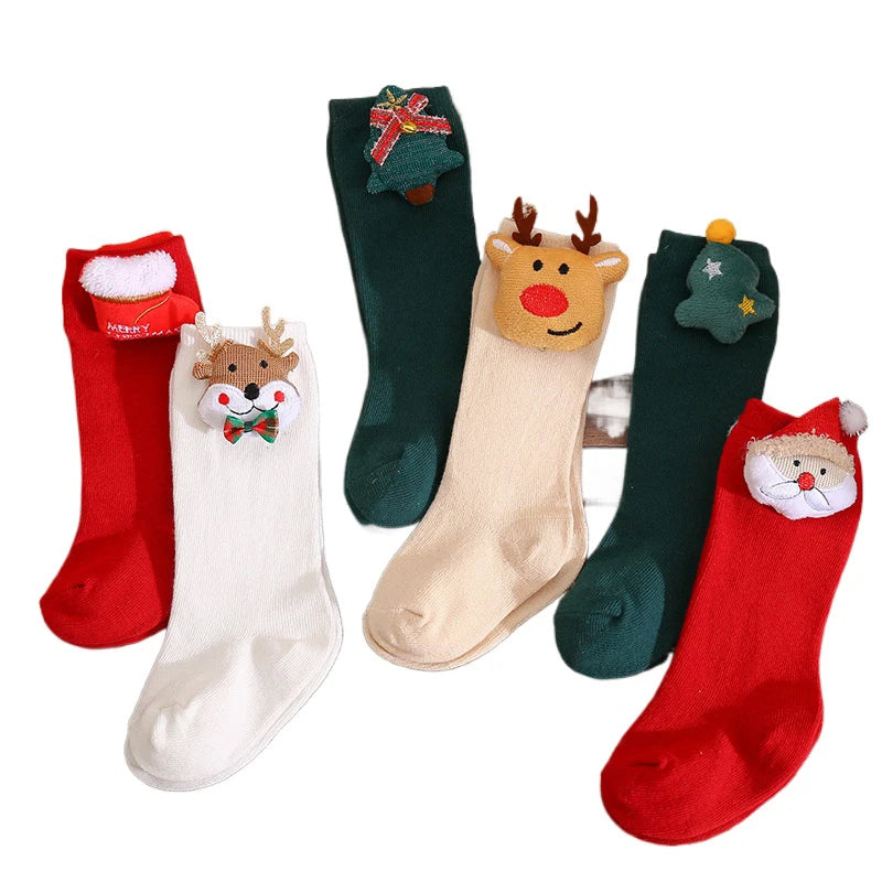 Christmas Big Bow Socks Kids Newborn