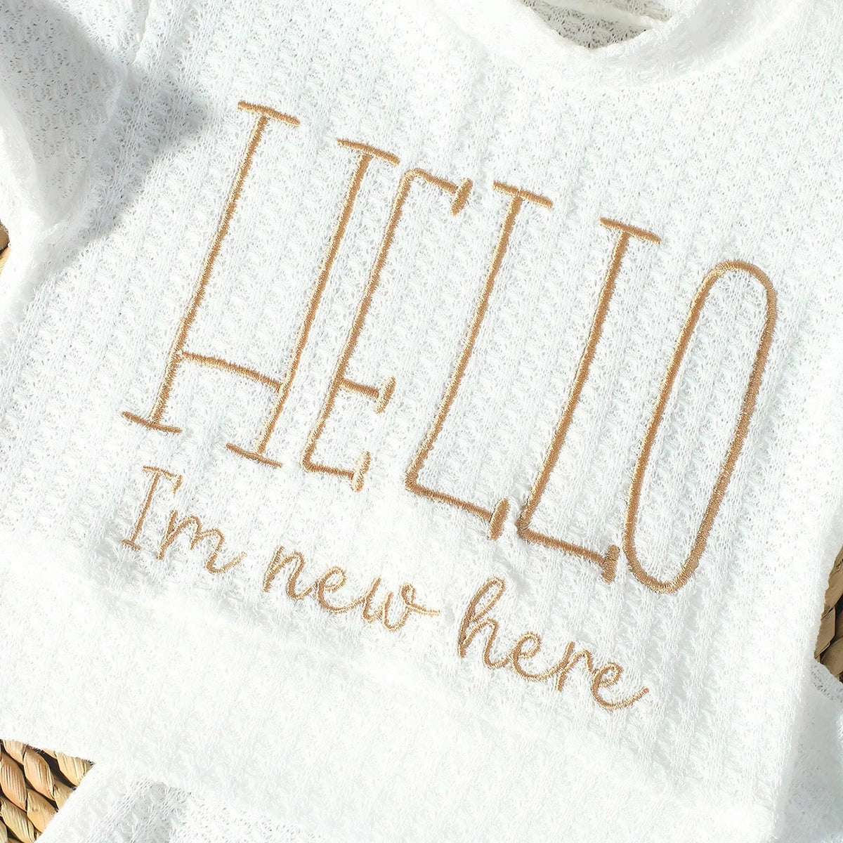 "Hello" Embroidery Newborn Set