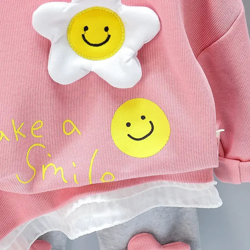 Make a Smile-Spring Girls Cotton Clothing Set