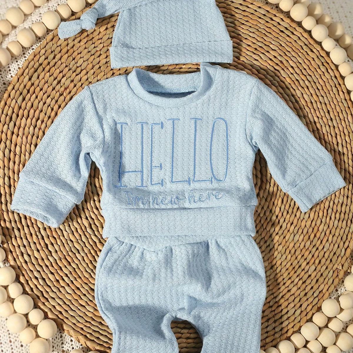 "Hello" Embroidery Newborn Set